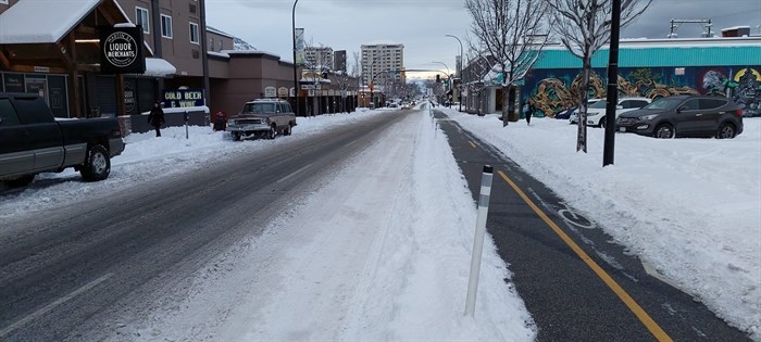 The lake-to-lake cycling route in Penticton on Martin Street.