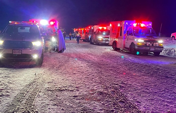 A wave of emergency vehicles arrived at the scene of the fatal Ebus crash.