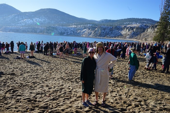 This year's Polar Bear Dip in Summerland was the fourth time Liam and Linnea Kelliher traveled from Kelowna to participate.