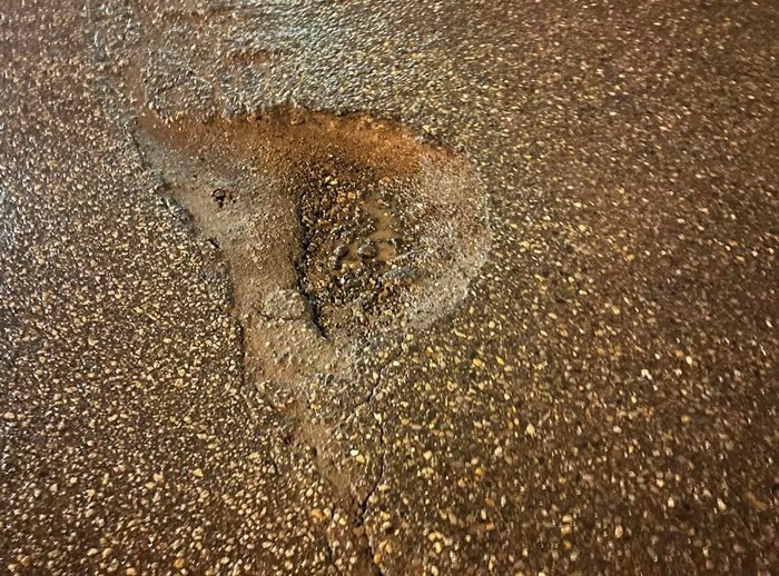 A pothole on Summit Drive in Kamloops. 