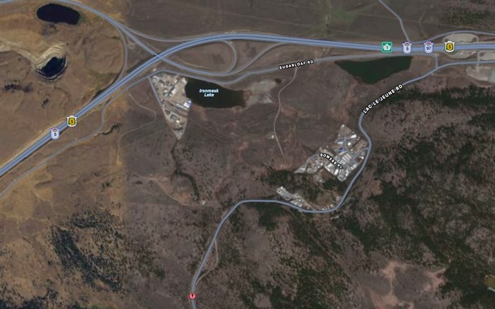 This shows the area of potential industrial development between Lac Le Jeune Road and the Coquihalla Highway.