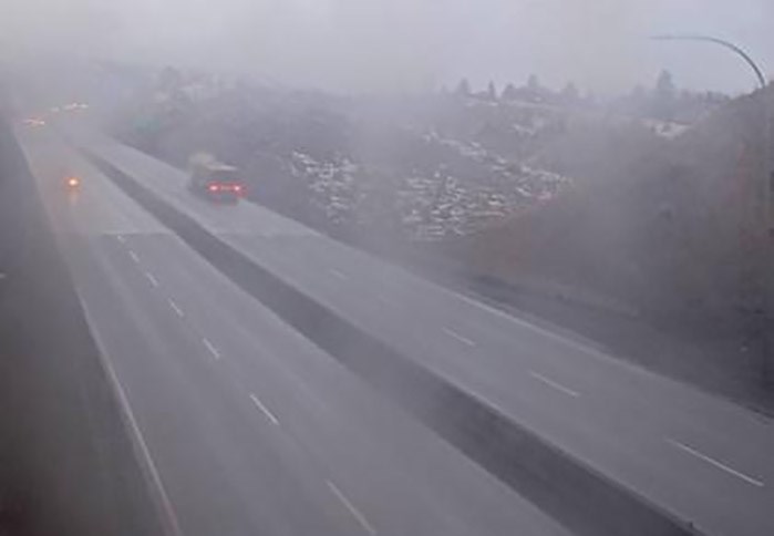 Highway 1 at Peterson Creek bridge in Kamloops shortly after 8 a.m.