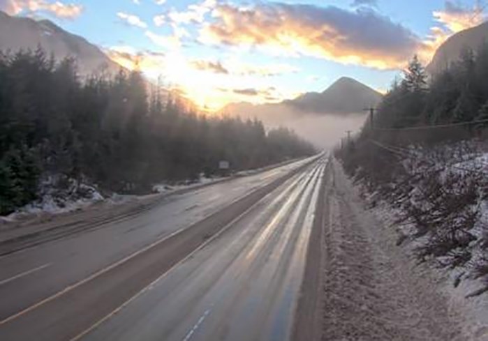 Highway 3 at the Hope Slide at 8:15 a.m.