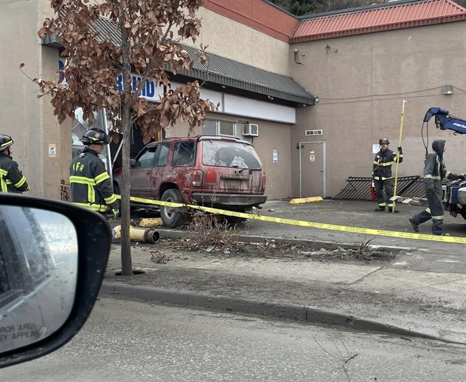 An SUV rammed the storefront of Blue Orchid Tattoo on Sunday afternoon, Jan. 15, 2023.