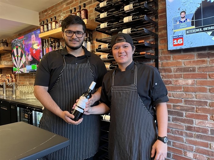 Head chef at Isagani-Farm-to-Table restaurant in Kamloops Waltham Mendez (right) with assistant chef Yash. 