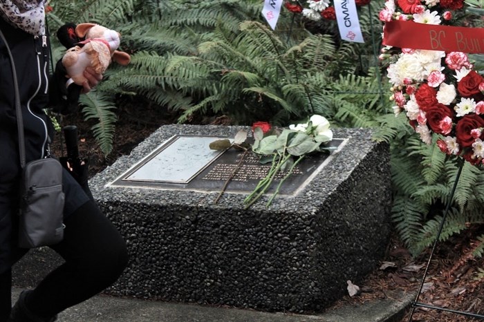 A memorial plaque near the Burrard SkyTrain station is the site of an annual ceremony.