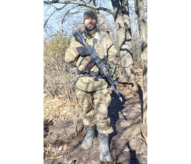 Oleg Varnystka on duty on the front lines in defence of his Ukraine Homeland.