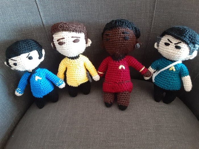 Star Trek crocheted fleet crew.