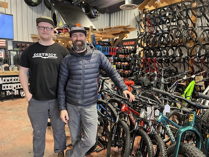 Sales manager Jack Congreve (left) and co-owner of District Bicycle Co. in Kamloops. 