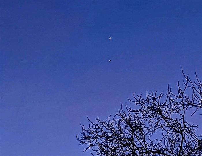 Venus and Jupiter over Kelowna. 