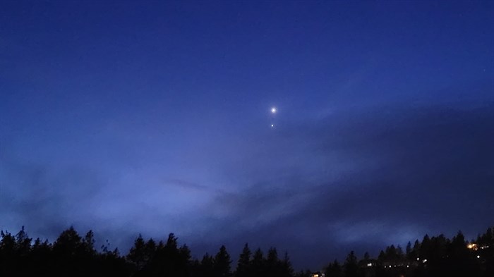 Venus and Jupiter over West Kelowna. 