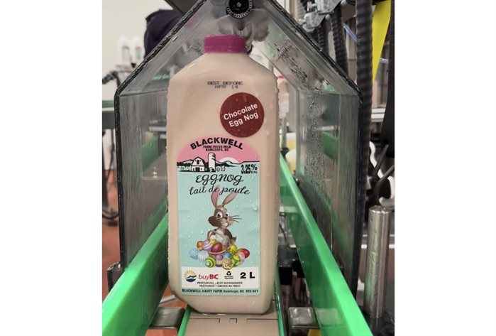 Blackwell Dairy Farm in Kamloops is releasing a new Easter-themed chocolate eggnog for a limited time only.