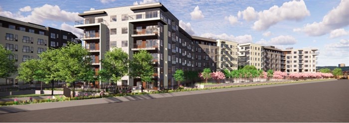 This is an artist's rendering of some of the apartments slated to replace the stores.