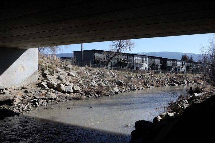 Downstream nlux?lux??cwix (Trout Creek), underneath Highway 97 in the District of Summerland in syilx homelands on March 22, 2023.

