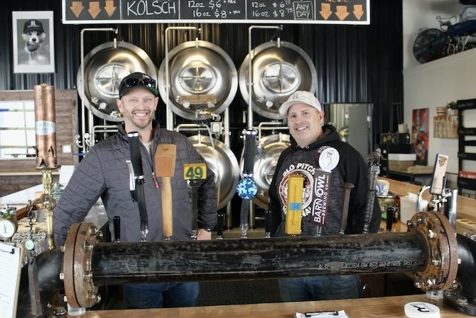Railside Brewing owners Rob Leinemann (left) and Matt Grieve