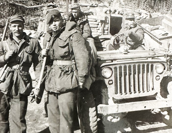 Ernie Seronik (standing right) of Penticton, a member of the 2nd Princess Patricia's Canadian Light Infantry, while on patrol in 1951 as part of the United Nations force in Korea.