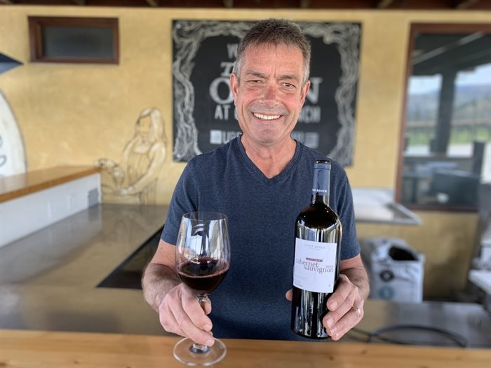 Gavin Miller with the 2018 vintage of the cabernet sauvignon