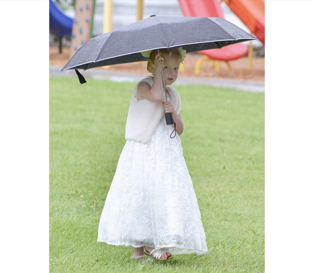 Theia Hayden keeps try while waiting for the start of the Naramata May Day activities Monday.