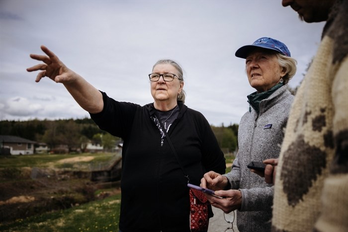 Lucy McRae, left, and Cheryl Brown, members of environmental group Douglas Channel Watch.