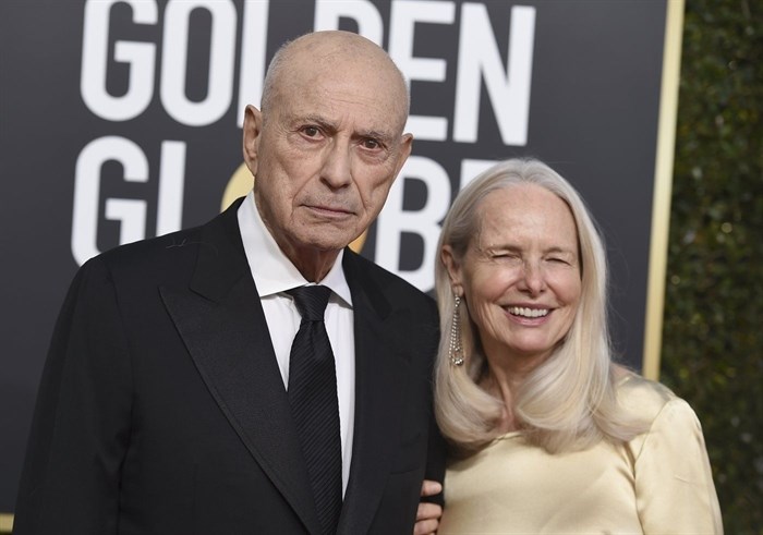 FILE - Alan Arkin, left, and Suzanne Newlander Arkin arrive at the 76th annual Golden Globe Awards on Jan. 6, 2019, in Beverly Hills, Calif. Arkin, the wry character actor who demonstrated his versatility in comedy and drama as he received four Academy Award nominations and won an Oscar in 2007 for 