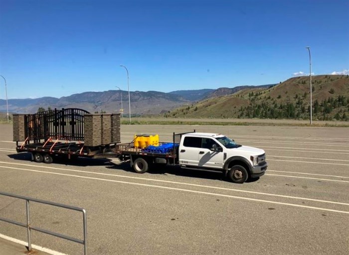 This truck and trailer were stopped by Commercial Vehicle Safety and Enforcement after it bypassed the Kamloops weigh scale.