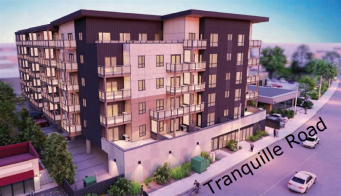 The 98-unit apartment was approved for 156 Tranquille Road on July 25, 2023.