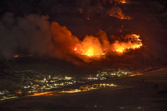 Photo taken at 2 a.m. on Aug. 3 of the Eagle Bluff wildfire. 