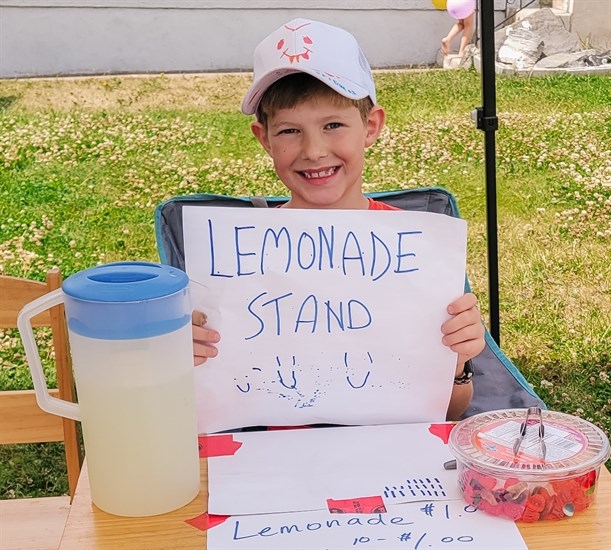 7-year-old Noah was selling candy as well as lemonade.