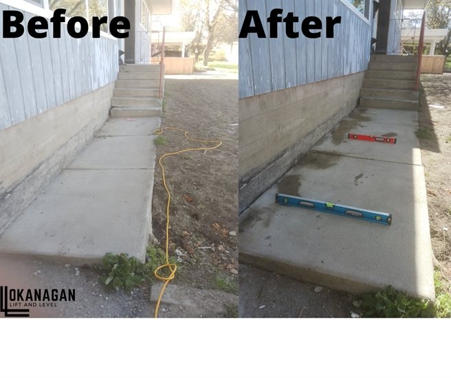 Okanagan Lift and Level before and after repairs