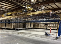 The assembly line building houses at the SRI Homes factory in Kelowna.