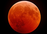 This photo of a total lunar eclipse, also known as a Blood Moon, was captured in January 2019. 