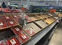 An empty produce shelf in Kelowna&#39;s Walmart, Aug, 18, 2022.