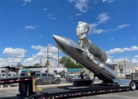 Chilliwack artist Kevin Stone created the massive Elon Musk head of the sculpture.