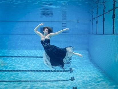 Kamloops swimmer Nadia Curtis in an underwater photoshoot.
