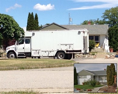 The bomb squad arrives from Vancouver to investigate a pipe bomb that exploded June 6 at a residence on Windsor Avenue in Penticton.