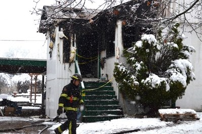 Vernon Fire Rescue responds to a fire on 30th Avenue in Vernon's East Hill area March 12. Five people and their pets were displaced by the fire. 