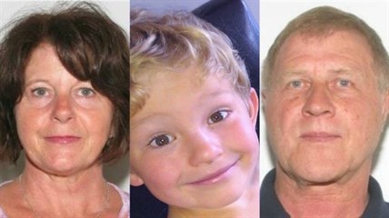 Nathan O'Brien (centre) and his grandparents Kathy (left) and Alivin Liknes were last seen Monday, June 29, 2014. 