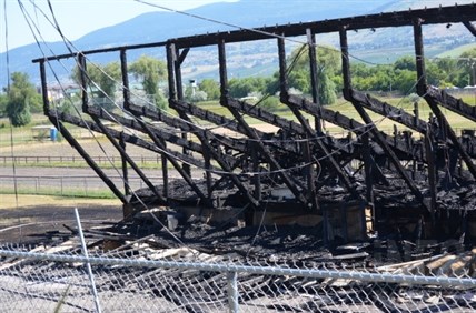 The Kin Race Track grandstands were completely destroyed in a violent fire Wednesday night. 
