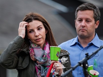 Rod O'Brien, and Jennifer O'Brien attend a candlelight vigil for missing Calgarians Nathan O'Brien, five, and his grandparents Alvin and Kathryn Liknes in Calgary, Alta., Thursday, July 10, 2014.