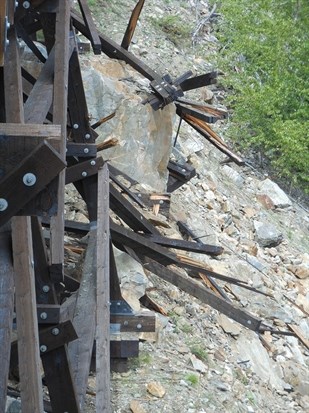 Trestle 3 sustained heavy structural damage from a rockslide earlier this year.