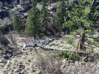 Damaged cell phone tower atop Fairview Mountain West of Oliver.