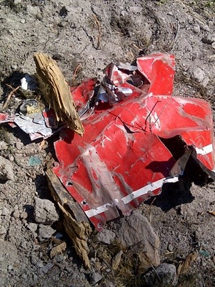 Part of the Cessna 172L wreckage that crash landed west of Kamloops.