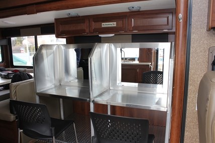 The interior of a supervised safe drug consumption RV.