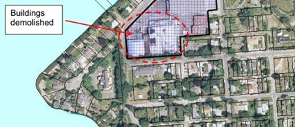 A fruit co-operative wants to destroy a 1.8 hectare concrete slab, circled in red, located right in downtown Naramata.