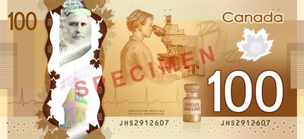 The back of the new $100 polymer bill