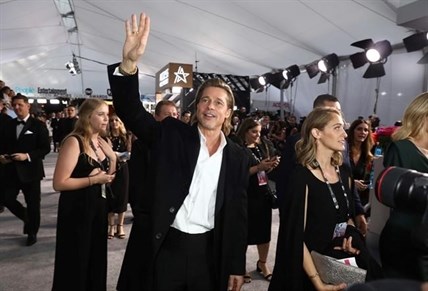 Brad Pitt arrives at the 26th annual Screen Actors Guild Awards at the Shrine Auditorium & Expo Hall on Sunday, Jan. 19, 2020, in Los Angeles. 