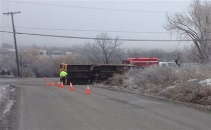 A school bus slid and flipped on Reimer Road in Vernon earlier this morning.