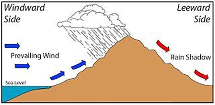 The rain shadow effect is what gives the Thompson, Nicola and Okanagan valleys their dry climates.