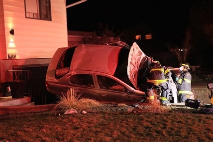 A car crashed onto another at a Highland Drive South address in Kelowna.