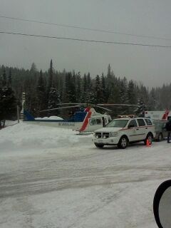 An air ambulance transported the most seriously injured victim to Kelowna General Hospital on Saturday, Mar. 1, 2014.